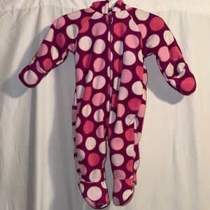 Old Navy Pink and White Polka Dot winter onsie (3-6M)